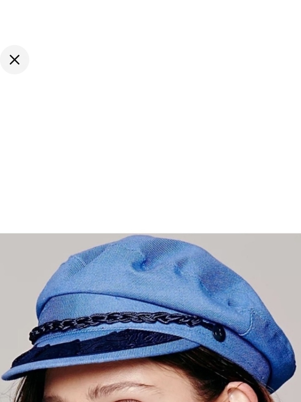 Free People Medium Hat x Mossant Yacht Club Marine Lieutenant Hat Blue Cotton - Picture 3 of 10